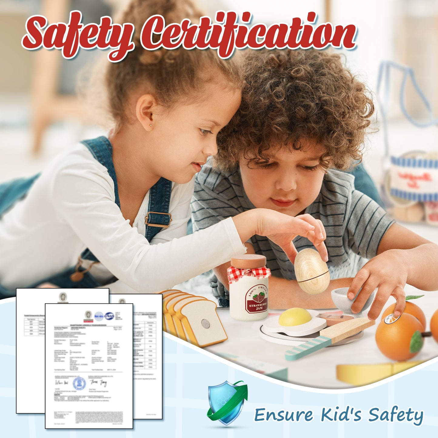 Play Food Sets, Wooden Play Kitchen Accessories Kids Cutting Pretend Play Fake Food Toys for 3 4 5 6 7 Years Girls Boys Toddlers Toys