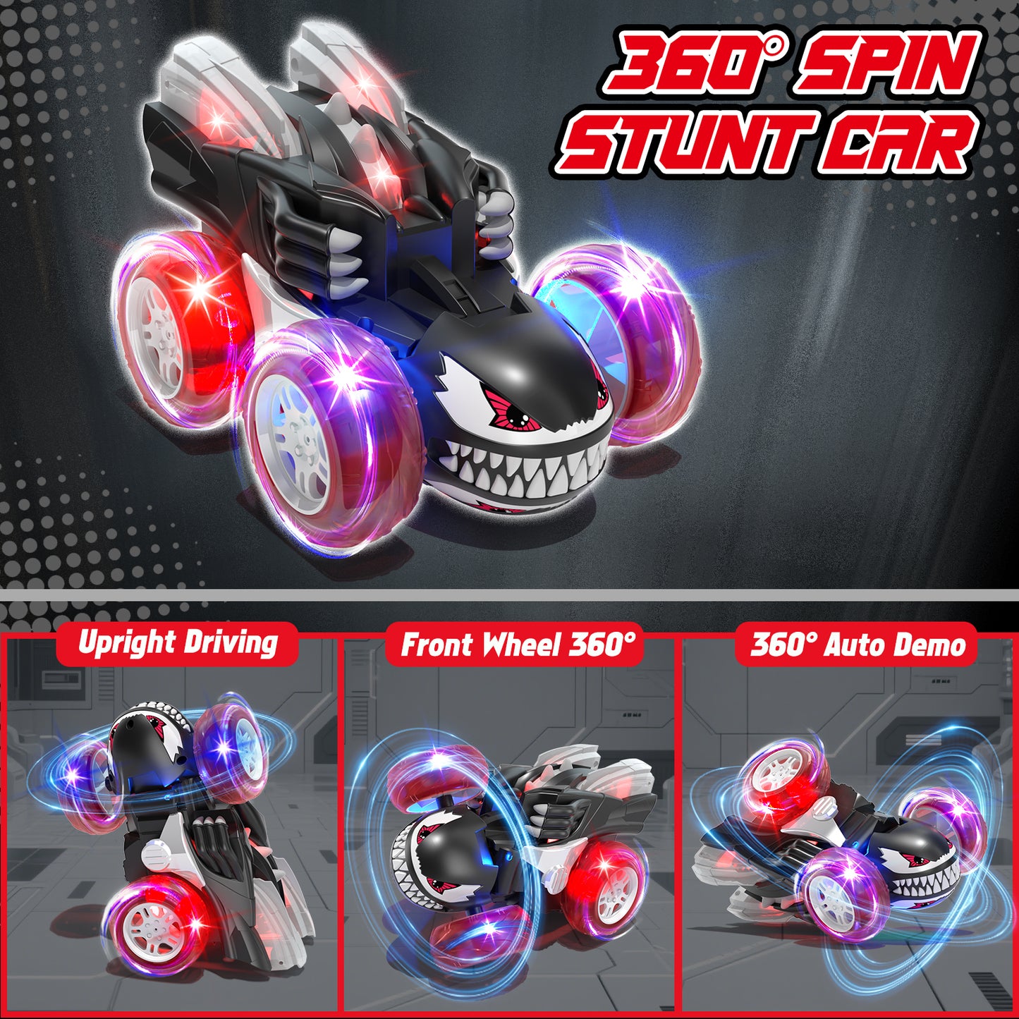 Remote Control Car Toys for 3 4 5 6 7 8 9 10 Year Old Boys Girls, Rechargeable RC Stunt Car with 360 flips, 2.4Ghz RC Car with Cool Light for 3-6 7-10 Kids Birthday Gift
