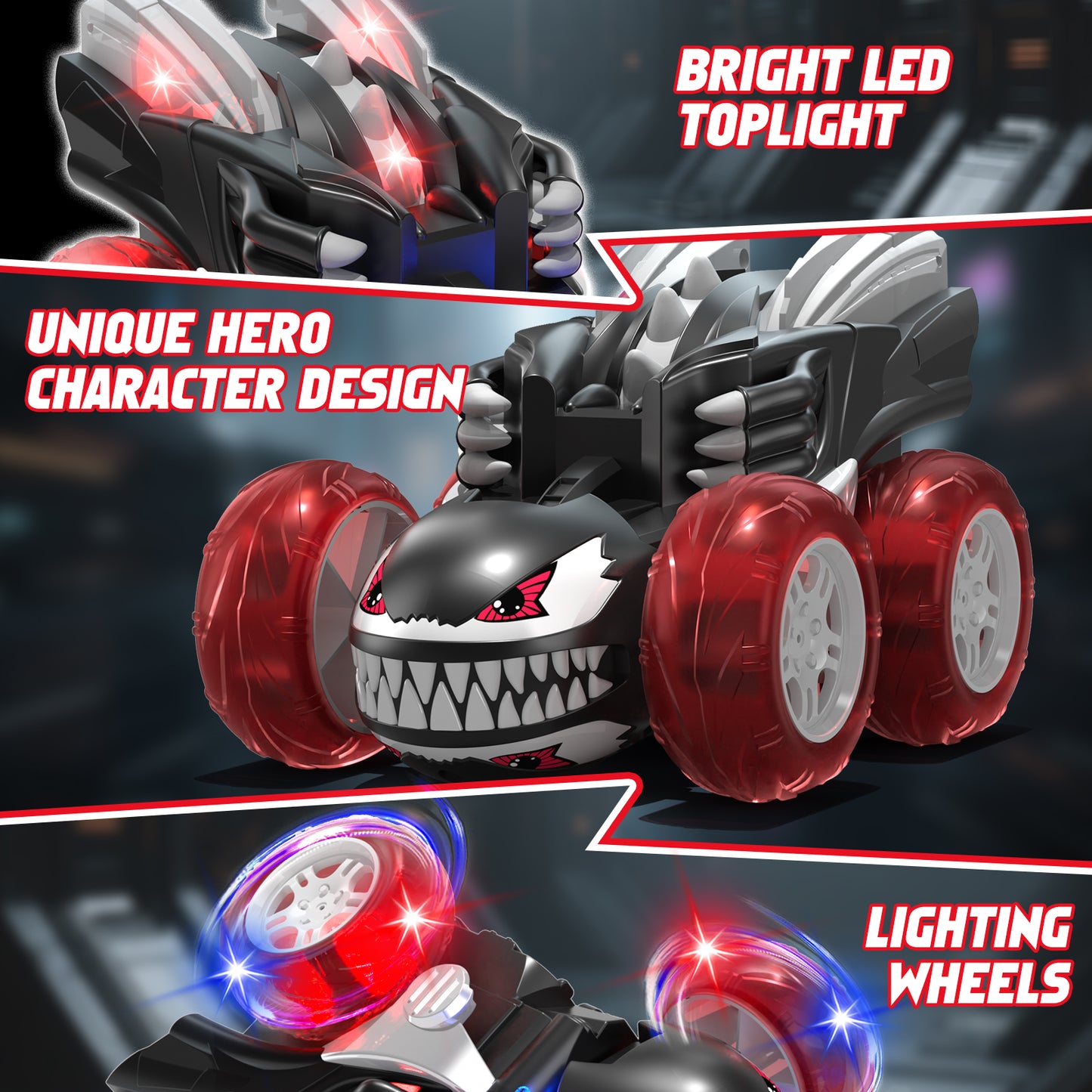 Remote Control Car Toys for 3 4 5 6 7 8 9 10 Year Old Boys Girls, Rechargeable RC Stunt Car with 360 flips, 2.4Ghz RC Car with Cool Light for 3-6 7-10 Kids Birthday Gift