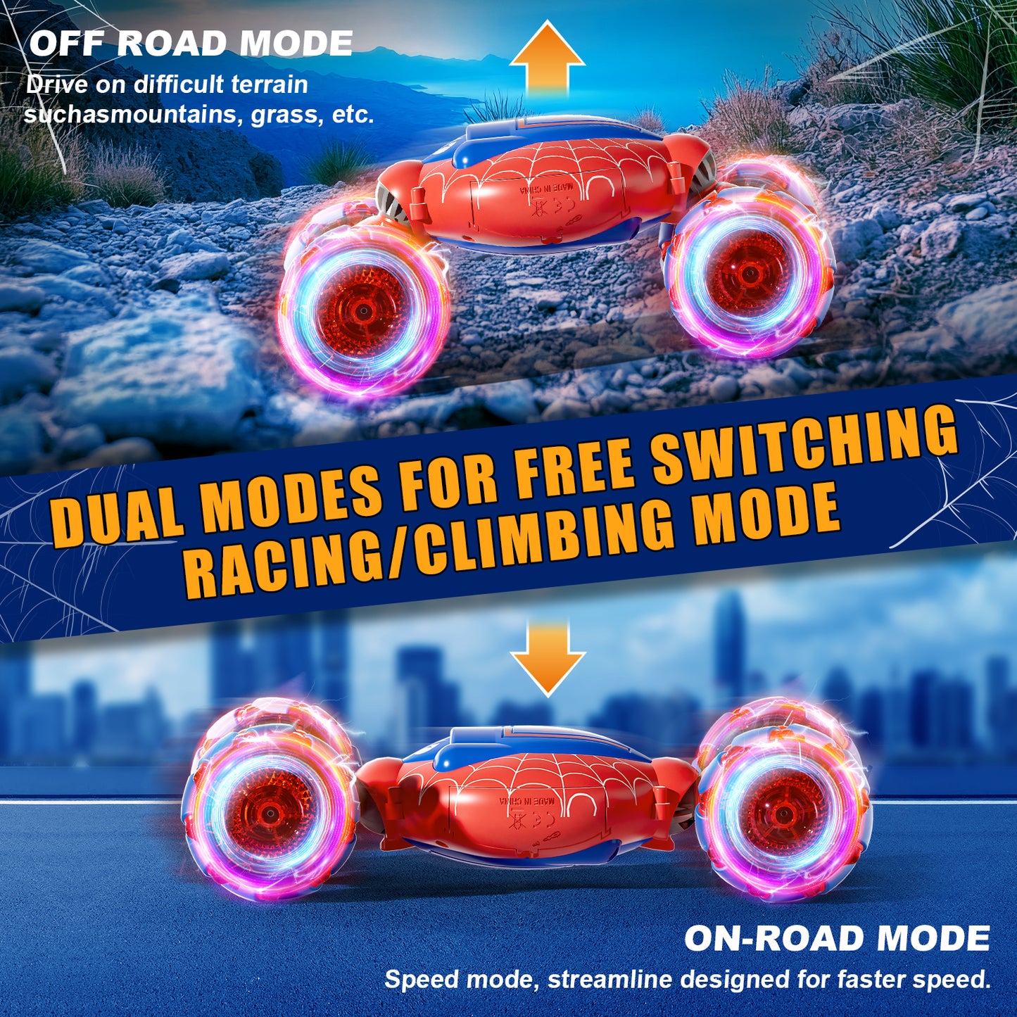 Remote Control Cars, RC Cars Gesture Sensing Stunt Car for Boys 6 7 8 9 10 11 12 Year Old, 360° Rotating 4WD with Light & Music 2.4Ghz Hand Controlled Car Birthday Presents for Kids Age 6-12, 8-12