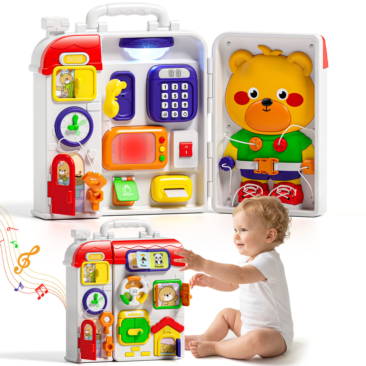 Montessori Learning Toys for 1 Year Old, Busy Board for Toddlers, Toddler Toys for Boys Girls 1 2 3 Year Old, Preschool Toys, Perfect Birthday Gift