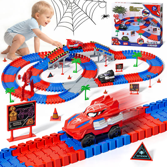 Race Car Track Set, Toy Trucks for Boys 3 6 Years, 212 PCS Flexible Race Tracks Toy with 2 Electric Race Cars, Toddler Toys Birthday Gifts for Age 3 4 5 6 Year Old Boys Girls