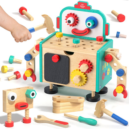 Kids Tool Bench Play Set - Kids Tool Set, Wooden Tool Set Construction Toy for Toddler, Pretend Play Kids Toys, STEM Montessori Toys for 3 4 5 6 7 8 Year Olds Boys