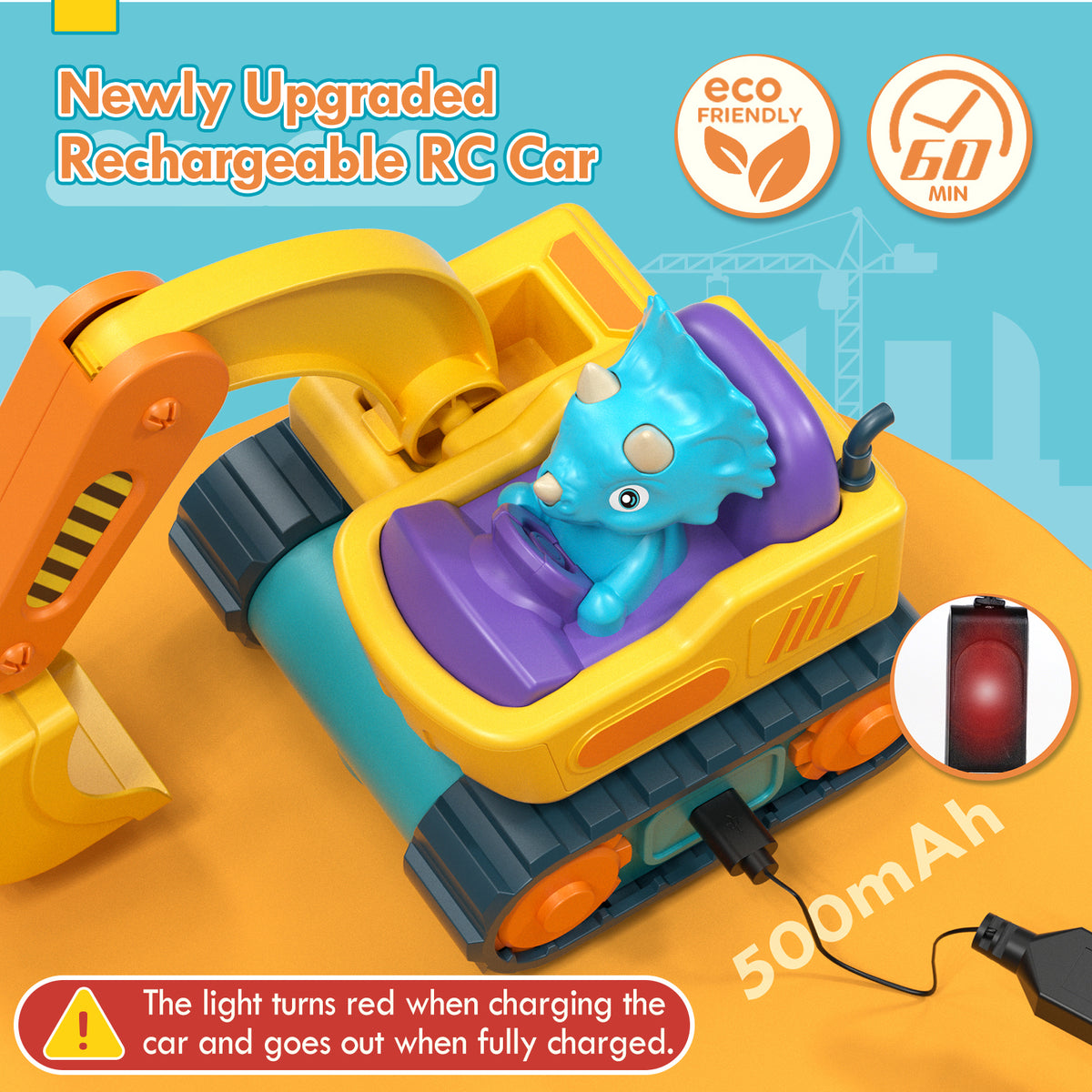 Remote Control Car for Toddlers, Rechargeable RC Cars for Toddler Toys 2-3, Dinosaur Toy Car for 2 3 4 Year Old Boy Toys