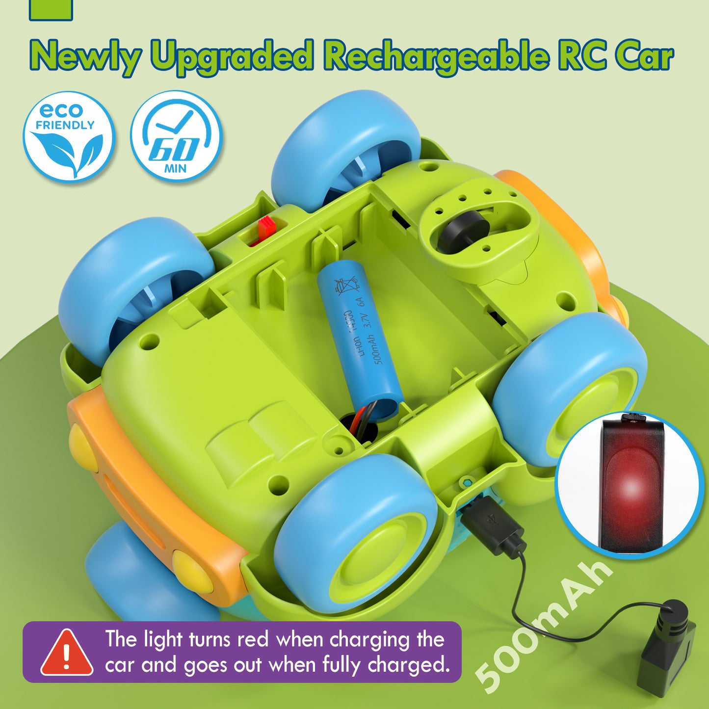 Remote Control Car for Toddlers, Rechargeable RC Cars for Toddler Toys 2-3, Dinosaur Toys for Ages 2-4 with Lights & Music, 2 3 4 Year Old Boy Toys - 2 Pack