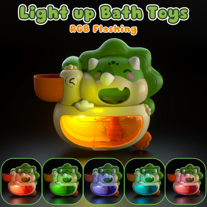 Baby Dinosaur Bath Toys,Toddler Bath Bubble Machine, Bathtub Toy Dinosaur, Bubble Maker with 12 Songs & 6 Color Lights, Bath Time Shower Bath Wall Toy for Boys Girls