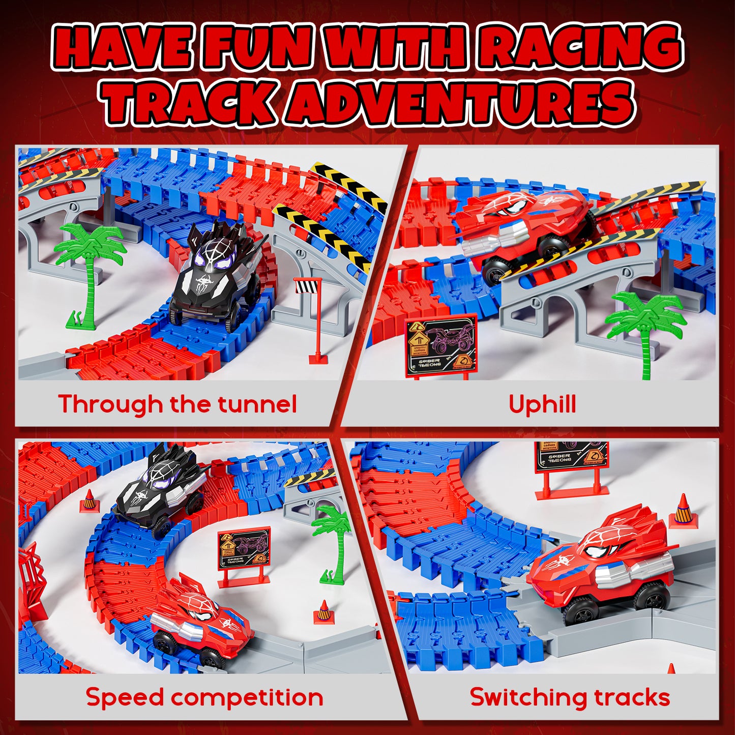 Race Car Track Set, Toy Trucks for Boys 3 6 Years, 212 PCS Flexible Race Tracks Toy with 2 Electric Race Cars, Toddler Toys Birthday Gifts for Age 3 4 5 6 Year Old Boys Girls