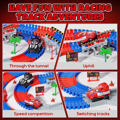 Race Car Track Set, Toy Trucks for Boys 3 6 Years, 212 PCS Flexible Race Tracks Toy with 2 Electric Race Cars, Toddler Toys Birthday Gifts for Age 3 4 5 6 Year Old Boys Girls