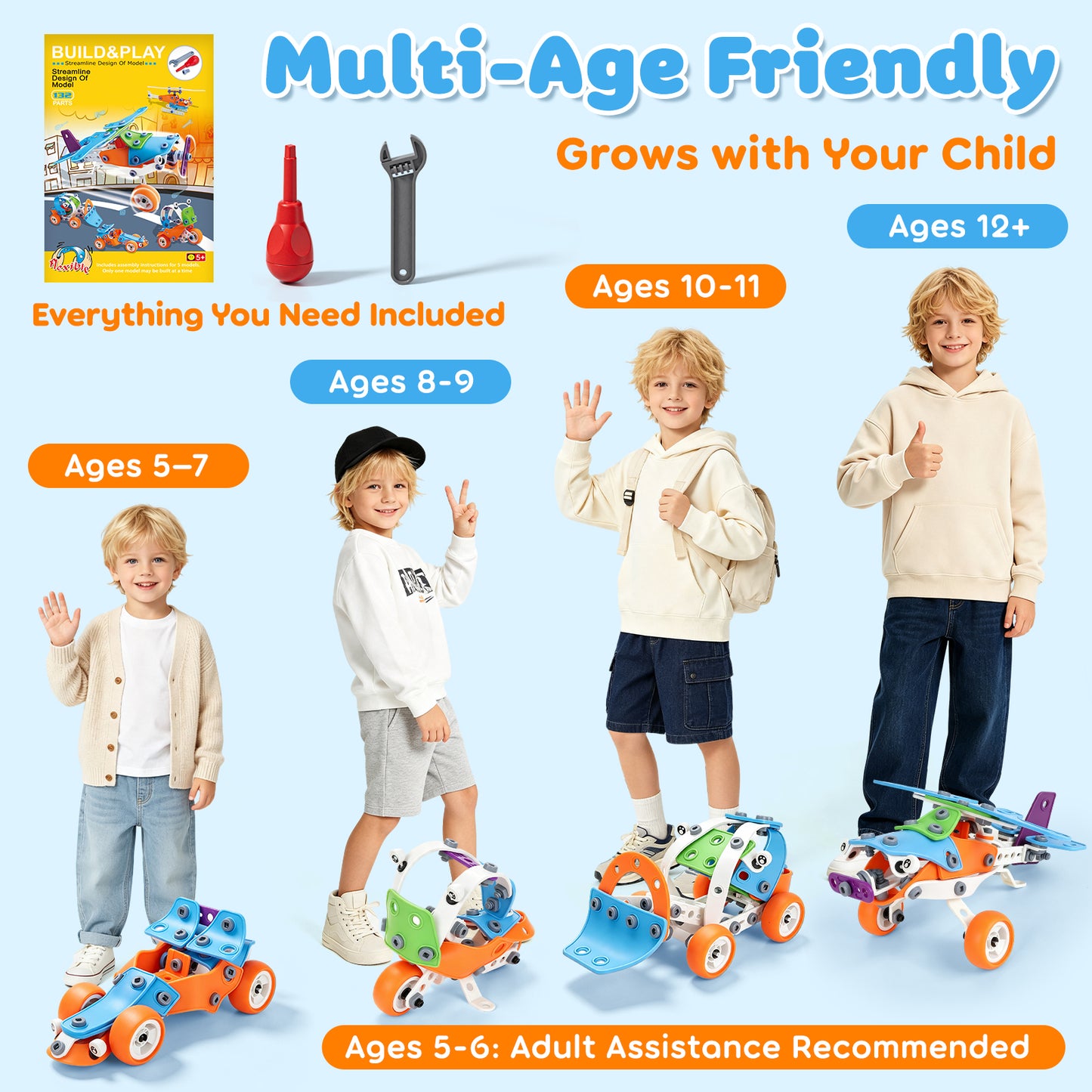 Building Blocks for Kids, STEM Toys for 3 4 5 6 7 8+ Year Old Boys Girls, Educational Construction Kits Games, Erector Set Creative Activities Games, Best Gifts for 3-8 Year Old Kids