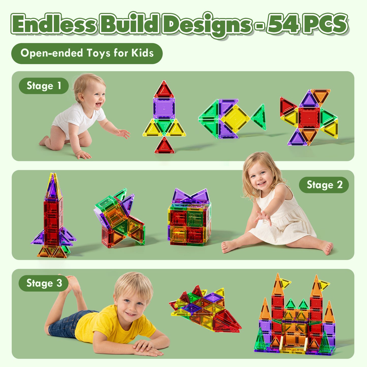 Mini Magnetic Tiles Travel Set with Metal Storage Box, 50PCS Magnetic Tiles, STEM Montessori Educational Toy for Boys Girls, Magnetic Construction Toys for 4-8 Year Old Kids Gifts
