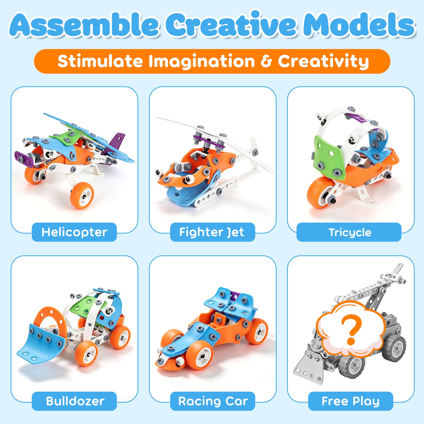 Building Blocks for Kids, STEM Toys for 3 4 5 6 7 8+ Year Old Boys Girls, Educational Construction Kits Games, Erector Set Creative Activities Games, Best Gifts for 3-8 Year Old Kids