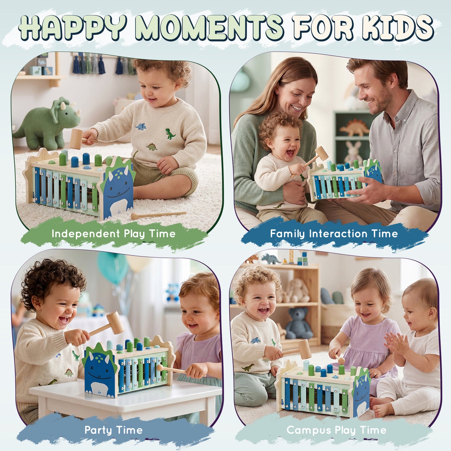 Montessori Toys for 1 Year Old, Wooden Montessori Learning Toys for Toddler, Hammering Pounding Toy with Xylophone, Dinosaur Toys, Wood Preschool Learning Fine Motor Skills Game