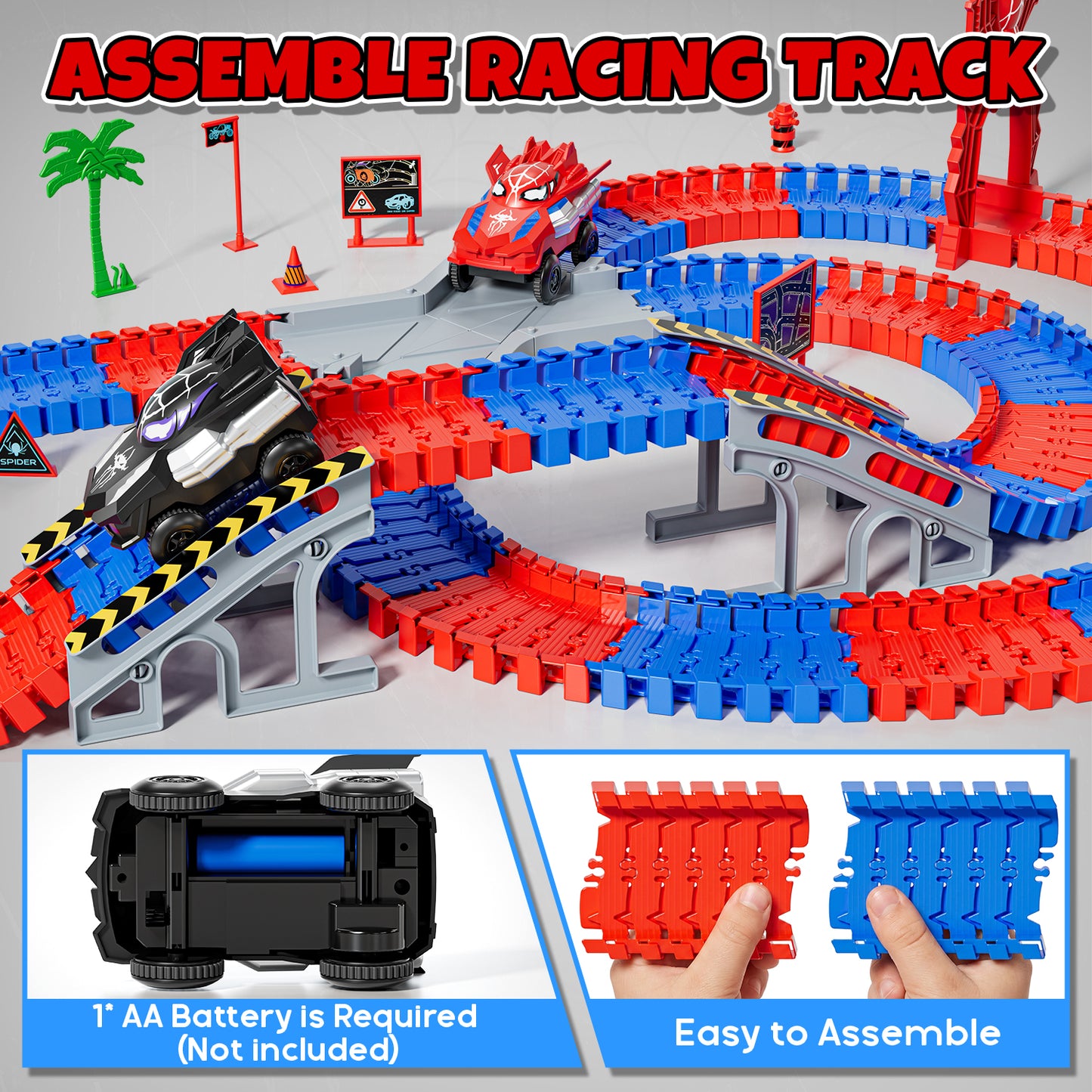 Race Car Track Set, Toy Trucks for Boys 3 6 Years, 212 PCS Flexible Race Tracks Toy with 2 Electric Race Cars, Toddler Toys Birthday Gifts for Age 3 4 5 6 Year Old Boys Girls