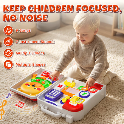Montessori Learning Toys, Bilingual Busy Board for Toddler, Busy Board Montessori Toys for 1 Year Old, Educational Toys for Ages 1-3 Boys Girls Birthday Gifts