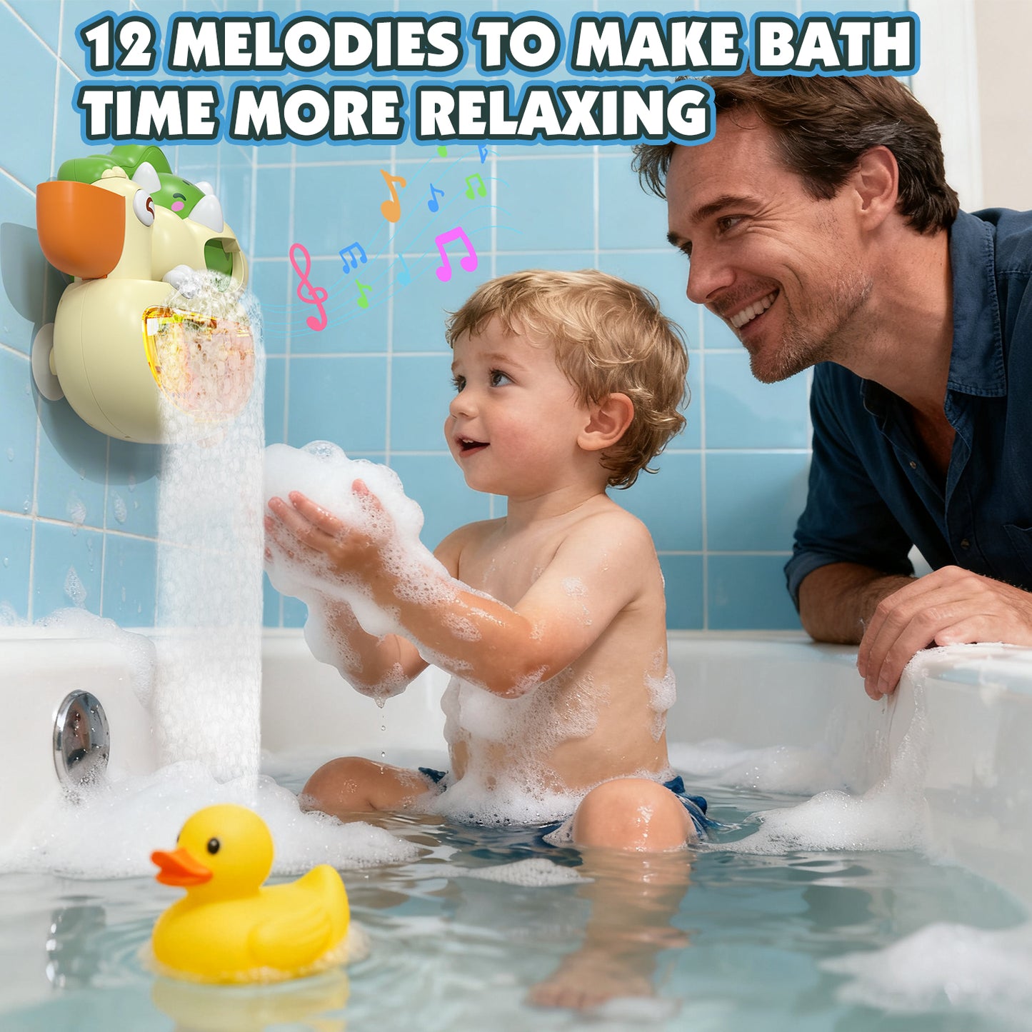 Automatic Bubble Bath Toys for Kids Age 1 2 3, Dinosaur Baby Bath Toys with Sounds and Lights, Light up Bath Bubble Machine for Bathtub Toys