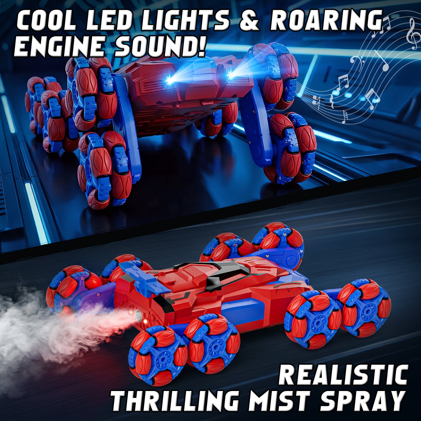 Remote Control Car, 8WD RC Car Toys for Boys, 2.4Ghz RC Car with Light & Spray, Transform Drift RC Stunt Cars Toys for Boys 5 6 7 8 9 10 Years, RC Cars for Boy Outdoor Toys Birthday Gift