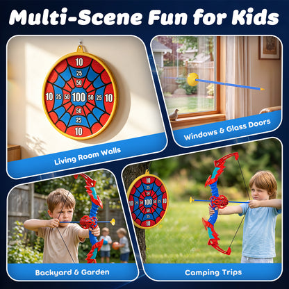 Bow and Arrow Set for Kids, Spider Toys for 5 Year Old Boys, LED Light Up Archery Toy Set with 10 Suction Cup Arrows, Target & Quive, Indoor and Outdoor Toys for Boys