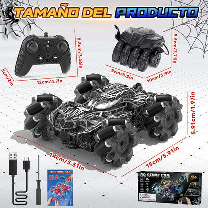 Remote Control Car, RC Car Toys for Boys 5 6 7 8 9 10 Year Old, Double Sided RC Car with Gesture Sensing & Cool Light, 2.4Ghz RC Stunt Car for Kids Outdoor Toys