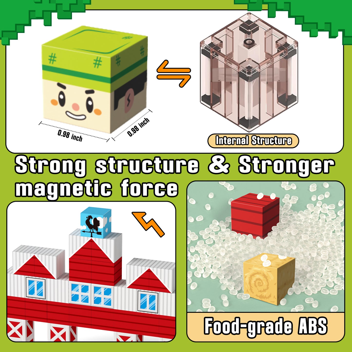 Magnetic Tiles, Farm 54PCS Magnetic Blocks, Magnetic Construction Toys for Toddler, Montessori Learning Toy for 3-6 Year Old Kids, Education Toys for Boys Girls