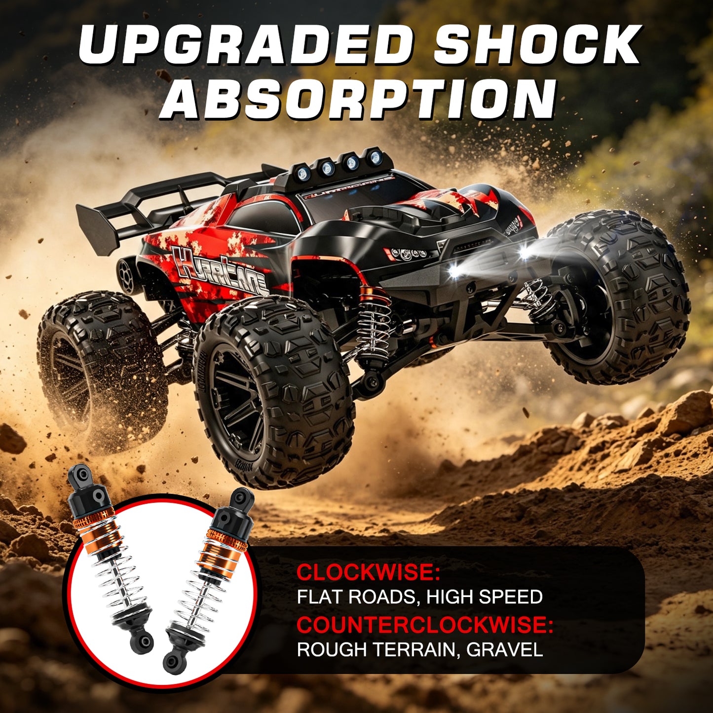 1:14 Scale All Terrain RC Car for Adults & Boys, Remote Control Truck 4WD 40KM/H High Speed, Hobby Grade Waterproof RC Car Toys with Cool Light & 2 Rechargeable Batteries, Best Gift for Boys & Adult