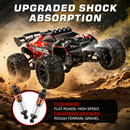 1:14 Scale All Terrain RC Car for Adults & Boys, Remote Control Truck 4WD 40KM/H High Speed, Hobby Grade Waterproof RC Car Toys with Cool Light & 2 Rechargeable Batteries, Best Gift for Boys & Adult