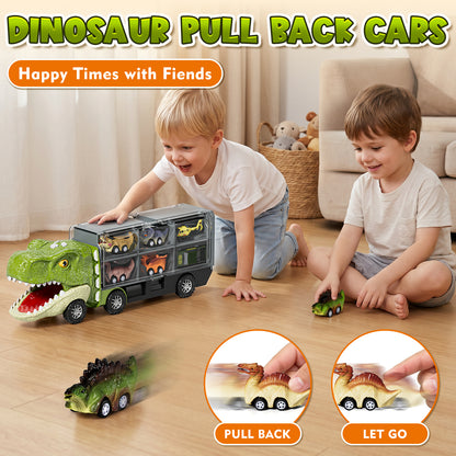13 in 1 Dinosaur Truck, Transport Dinosaur Carrier Truck with 8 Dinosaurs & 4 Cars & Sound, Dinosaur Toys for Boys, Toy Trucks for Boys 3 6 Years