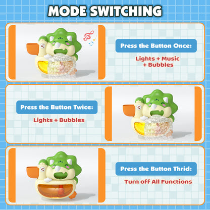 Automatic Bubble Bath Toys for Kids Age 1 2 3, Dinosaur Baby Bath Toys with Sounds and Lights, Light up Bath Bubble Machine for Bathtub Toys