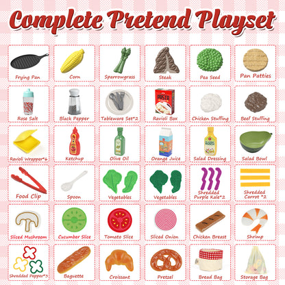 Pretend Play Food for Kids Kitchen - Cutting Toy Food with Storage Bag, Food Toys with Dumplings Steak, Fake Food with Bread Toy, Pretend Food, Play Kitchen Accessories, Boys Girls Gift