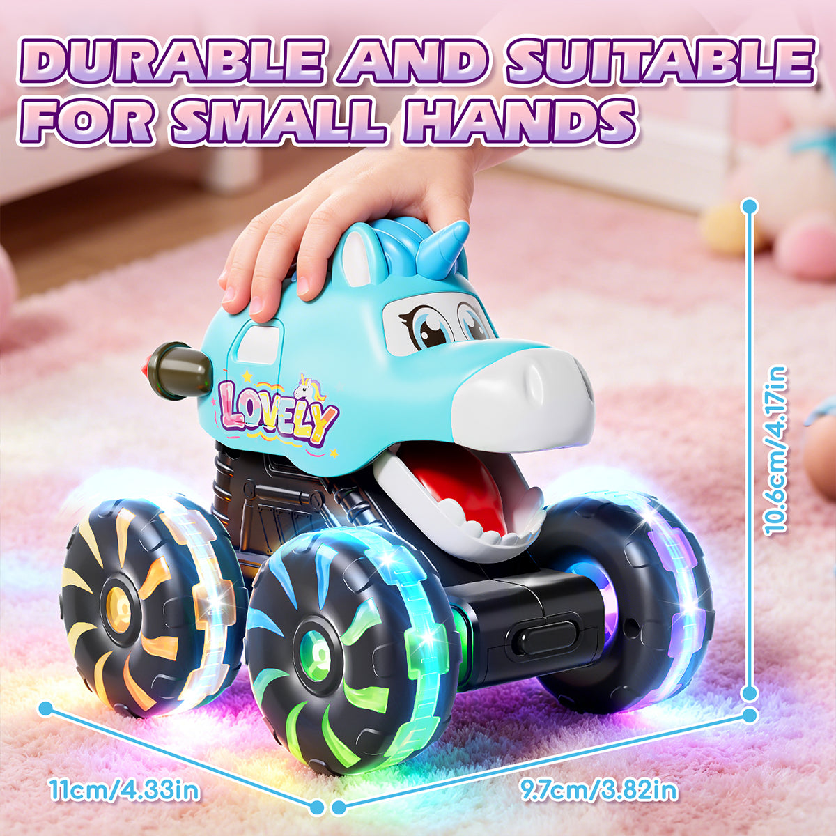 3 Pack Monster Truck Toys, Toy Truck with Flashing LED Wheels, Dinosaur Toys, Toddler Toy Car, Press & Go Cars, Toddler Toys 1-3 for Boys Birthday Gift