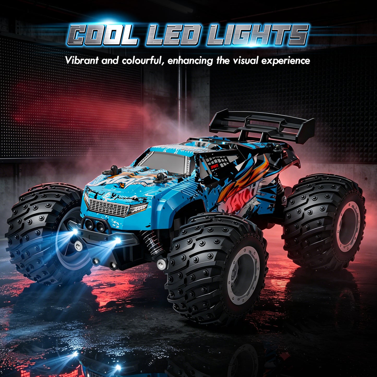Remote Control Truck, 1:18 All Terrain Rc Truck High Speed Fast 15KM/H, RC Truck with 2.4Ghz & Light & 2 1200 mAH Batteries, Remote Control Car Toys for Boys 5 to 8 Years
