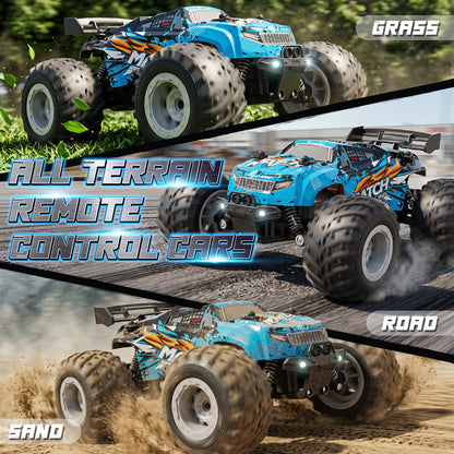 Remote Control Truck, 1:18 All Terrain Rc Truck High Speed Fast 15KM/H, RC Truck with 2.4Ghz & Light & 2 1200 mAH Batteries, Remote Control Car Toys for Boys 5 to 8 Years