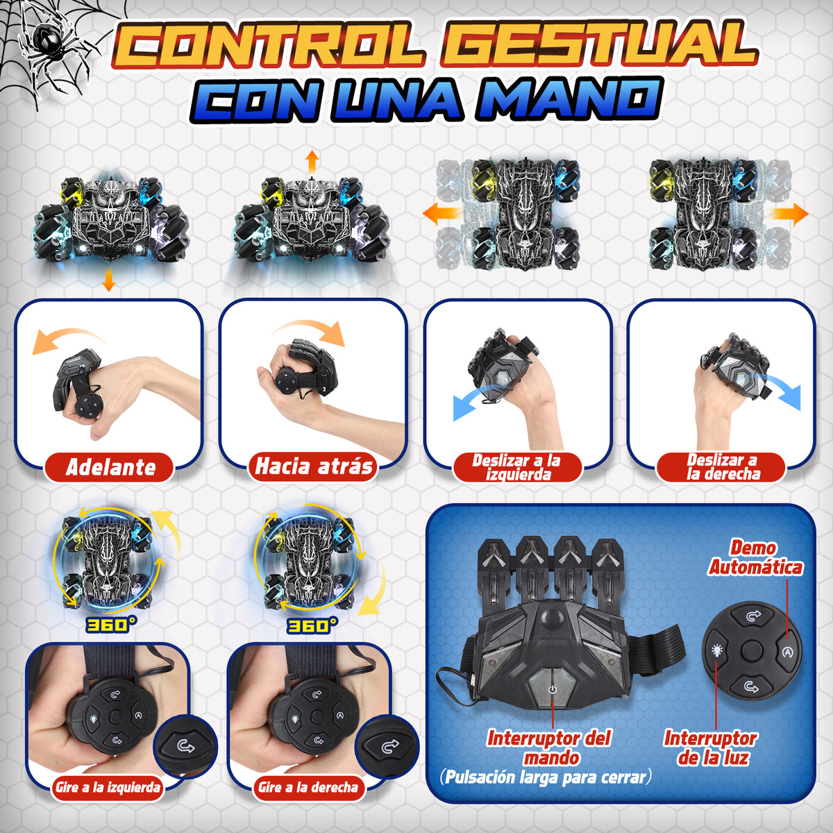 Remote Control Car, RC Car Toys for Boys 5 6 7 8 9 10 Year Old, Double Sided RC Car with Gesture Sensing & Cool Light, 2.4Ghz RC Stunt Car for Kids Outdoor Toys