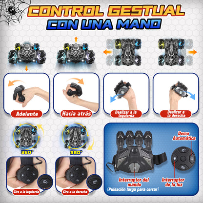Remote Control Car, RC Car Toys for Boys 5 6 7 8 9 10 Year Old, Double Sided RC Car with Gesture Sensing & Cool Light, 2.4Ghz RC Stunt Car for Kids Outdoor Toys