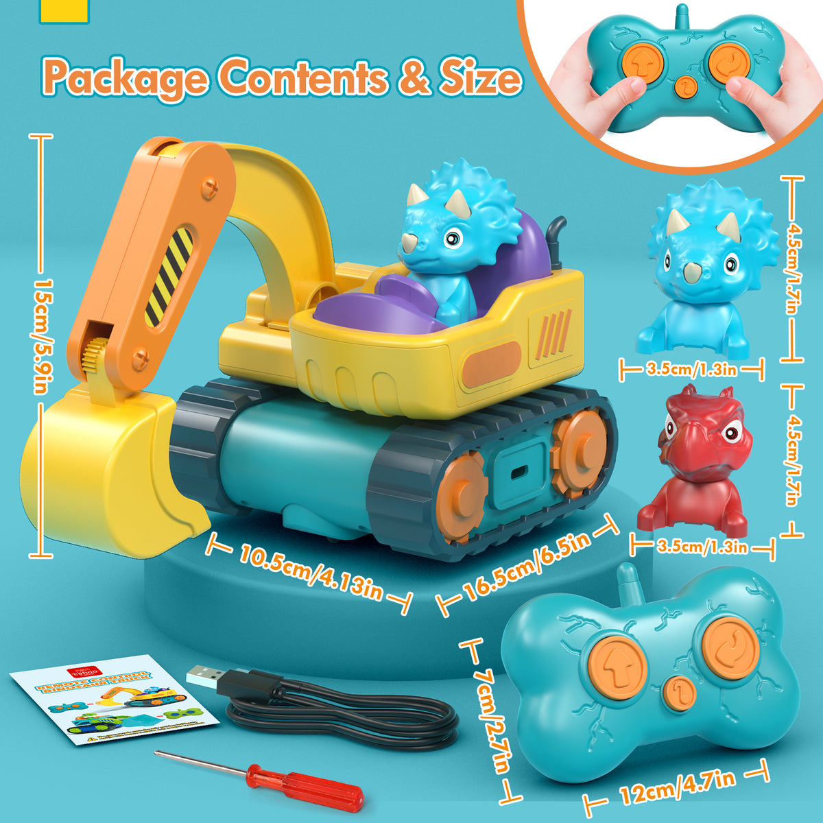 Remote Control Car for Toddlers, Rechargeable RC Cars for Toddler Toys 2-3, Dinosaur Toy Car for 2 3 4 Year Old Boy Toys