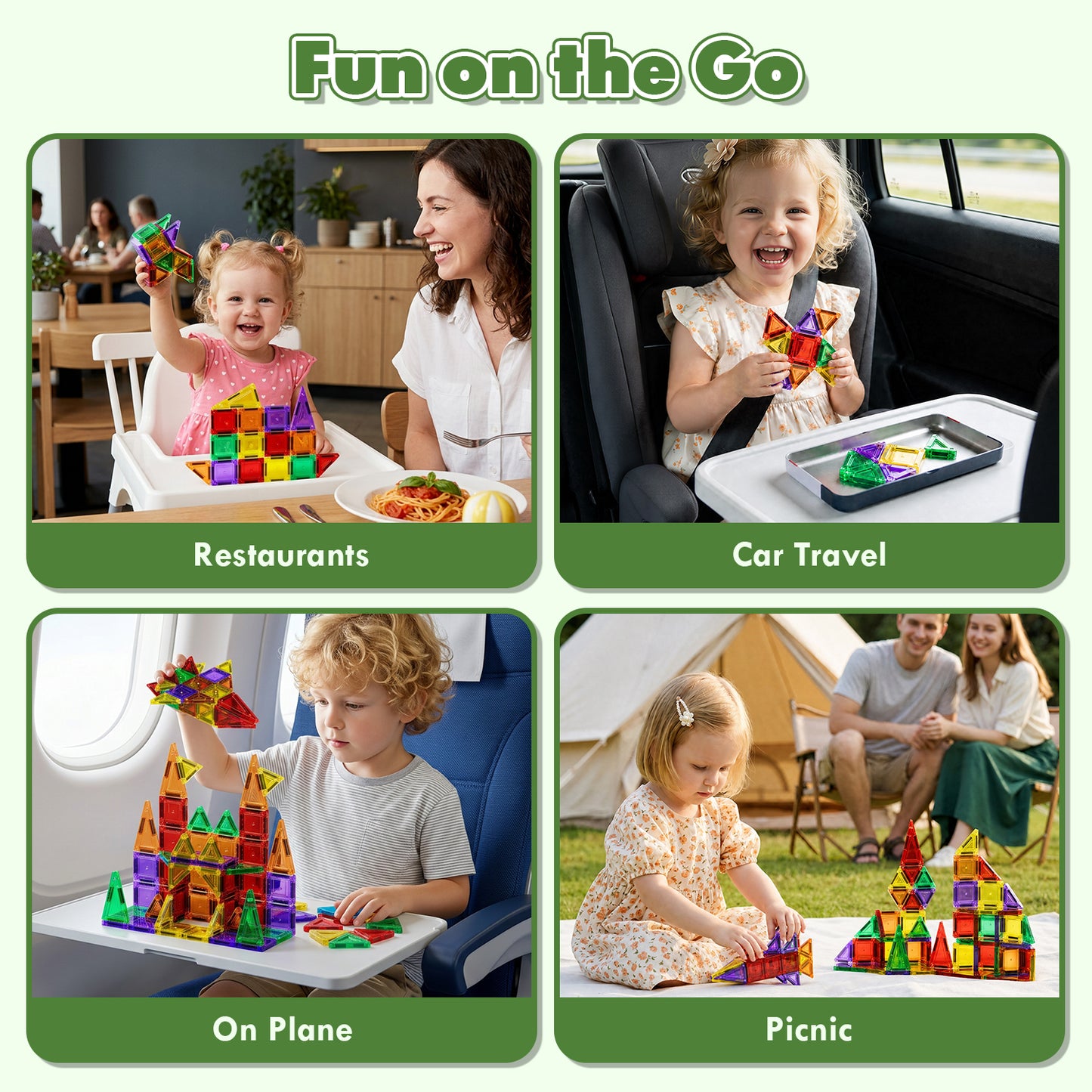 Mini Magnetic Tiles Travel Set with Metal Storage Box, 50PCS Magnetic Tiles, STEM Montessori Educational Toy for Boys Girls, Magnetic Construction Toys for 4-8 Year Old Kids Gifts