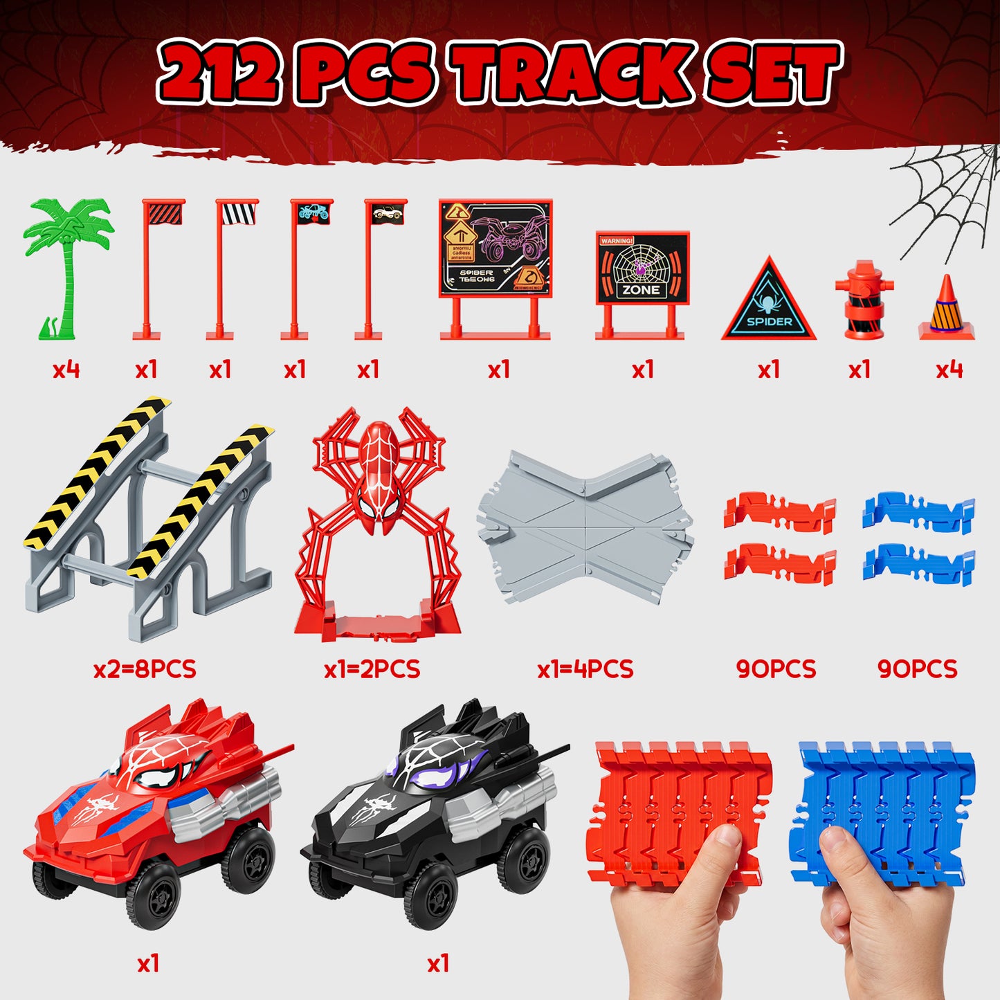 Race Car Track Set, Toy Trucks for Boys 3 6 Years, 212 PCS Flexible Race Tracks Toy with 2 Electric Race Cars, Toddler Toys Birthday Gifts for Age 3 4 5 6 Year Old Boys Girls