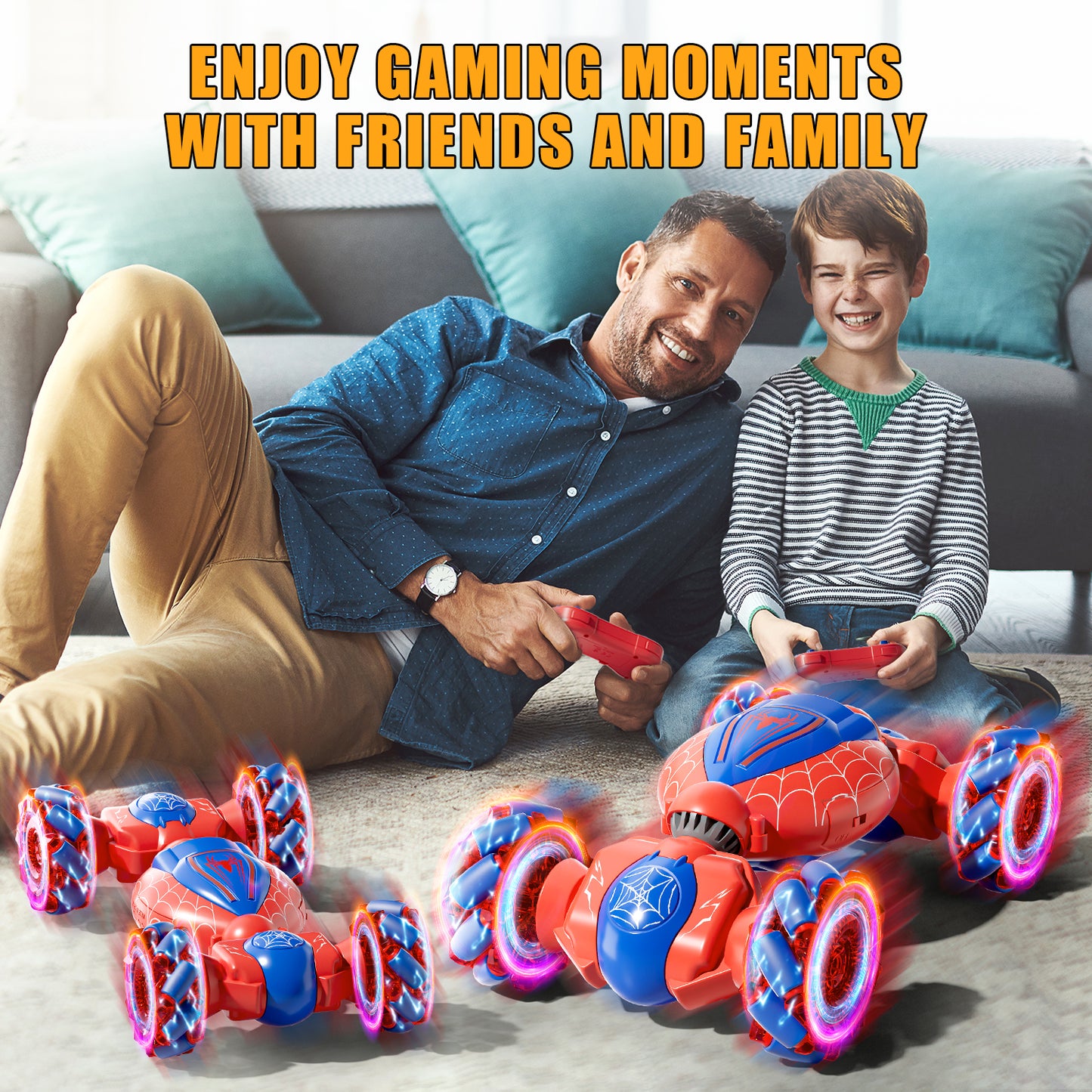 Remote Control Cars, RC Cars Gesture Sensing Stunt Car for Boys 6 7 8 9 10 11 12 Year Old, 360° Rotating 4WD with Light & Music 2.4Ghz Hand Controlled Car Birthday Presents for Kids Age 6-12, 8-12
