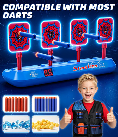 4 Electronic Digital Target, Nerf Targets for Kids to Shoot, Shooting Targets with Auto-Reset - Red
