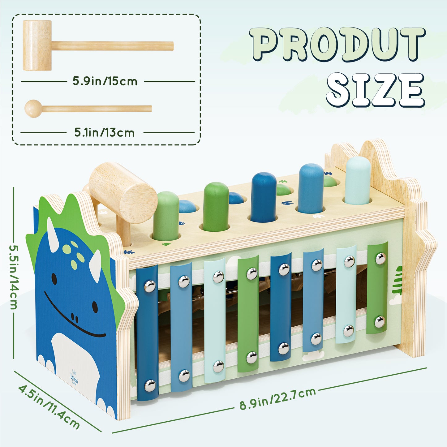 Montessori Toys for 1 Year Old, Wooden Montessori Learning Toys for Toddler, Hammering Pounding Toy with Xylophone, Dinosaur Toys, Wood Preschool Learning Fine Motor Skills Game