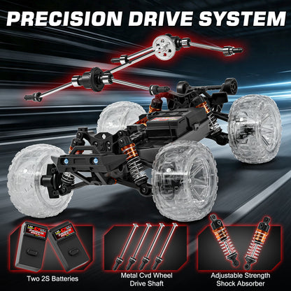 1:14 Scale All Terrain RC Car for Adults & Boys, Remote Control Truck 4WD 40KM/H High Speed, Hobby Grade Waterproof RC Car Toys with Cool Light & 2 Rechargeable Batteries, Best Gift for Boys & Adult