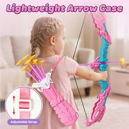 Bow and Arrow Set for Kids, Unicorn Toys for 5 Year Old Girls, LED Light Up Archery Toy Set with 10 Suction Cup Arrows, Target & Quive, Indoor and Outdoor Toys for Girls