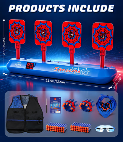 4 Electronic Digital Target, Nerf Targets for Kids to Shoot, Shooting Targets with Auto-Reset - Red