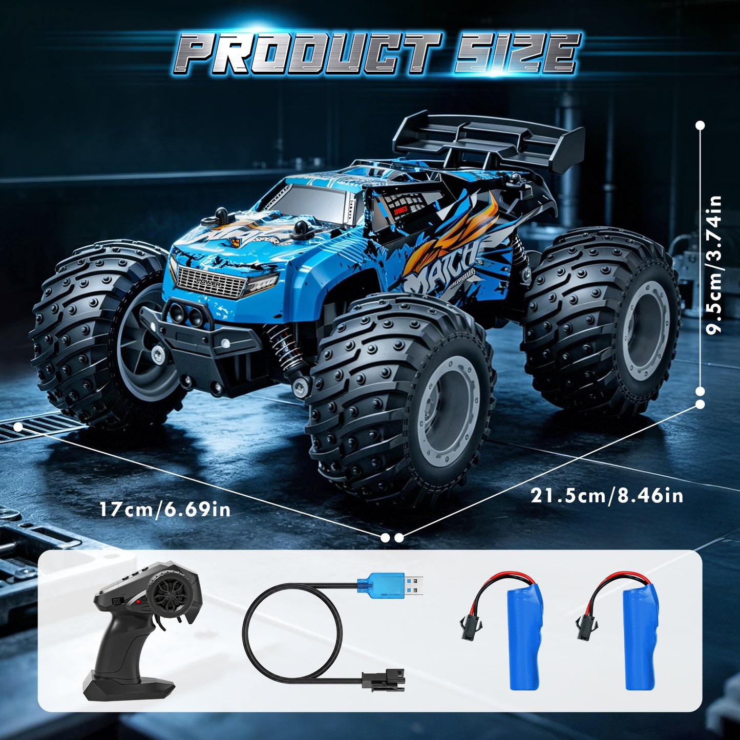 Remote Control Truck, 1:18 All Terrain Rc Truck High Speed Fast 15KM/H, RC Truck with 2.4Ghz & Light & 2 1200 mAH Batteries, Remote Control Car Toys for Boys 5 to 8 Years