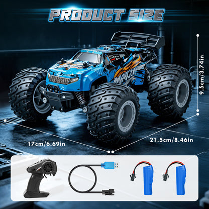Remote Control Truck, 1:18 All Terrain Rc Truck High Speed Fast 15KM/H, RC Truck with 2.4Ghz & Light & 2 1200 mAH Batteries, Remote Control Car Toys for Boys 5 to 8 Years
