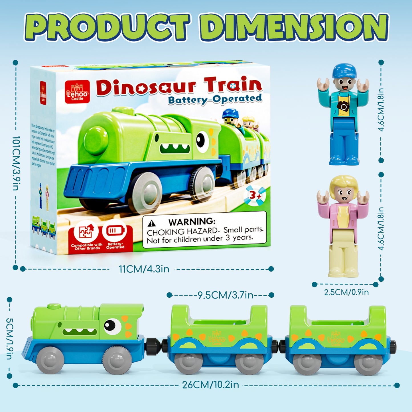 Train Set Accessories, Battery Operated Locomotive Train, Powerful Engine Train Vehicles Fit All Major Brands Track Railway System