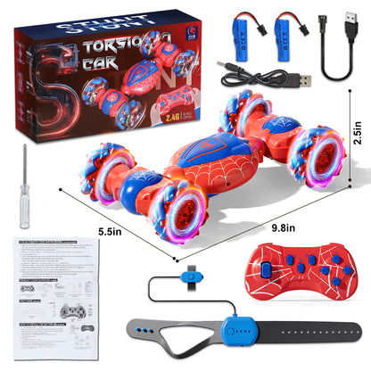 Remote Control Cars, RC Cars Gesture Sensing Stunt Car for Boys 6 7 8 9 10 11 12 Year Old, 360° Rotating 4WD with Light & Music 2.4Ghz Hand Controlled Car Birthday Presents for Kids Age 6-12, 8-12