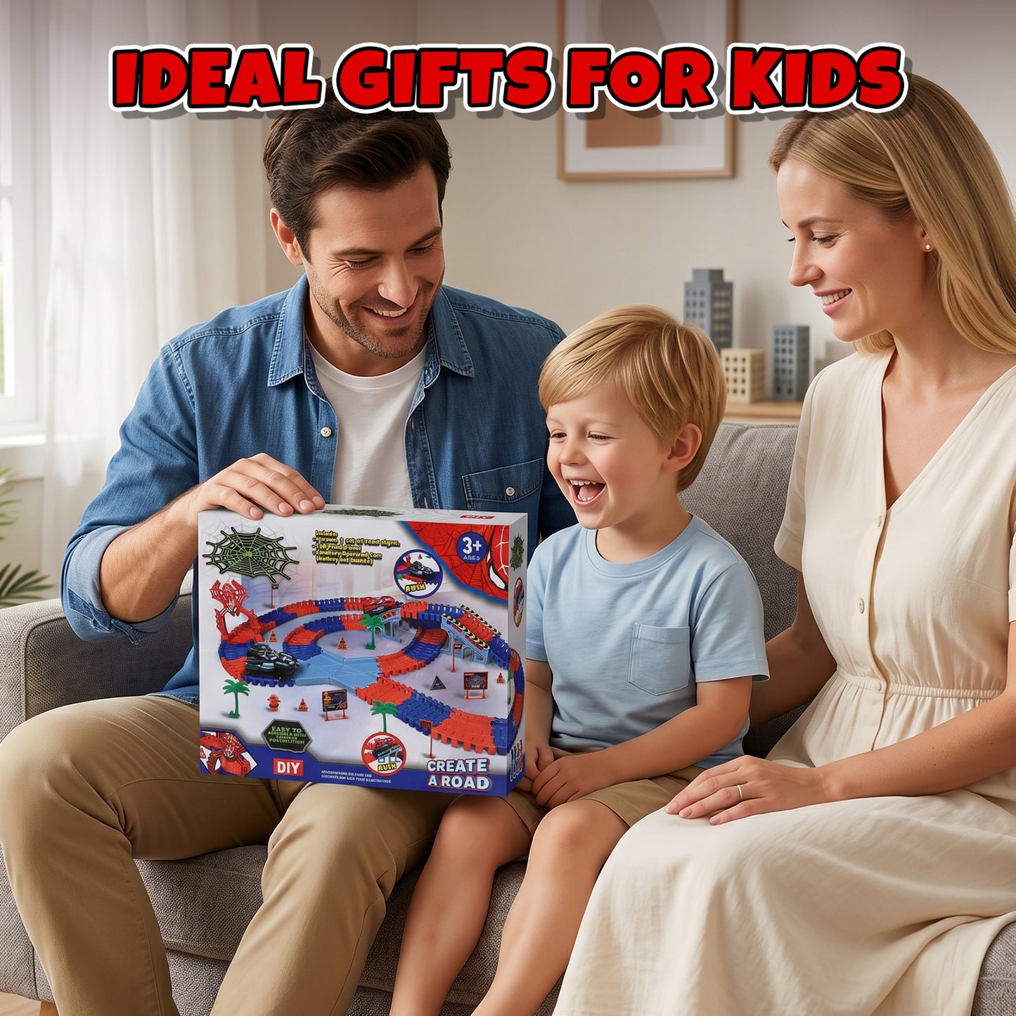 Race Car Track Set, Toy Trucks for Boys 3 6 Years, 212 PCS Flexible Race Tracks Toy with 2 Electric Race Cars, Toddler Toys Birthday Gifts for Age 3 4 5 6 Year Old Boys Girls