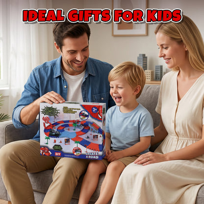 Race Car Track Set, Toy Trucks for Boys 3 6 Years, 212 PCS Flexible Race Tracks Toy with 2 Electric Race Cars, Toddler Toys Birthday Gifts for Age 3 4 5 6 Year Old Boys Girls
