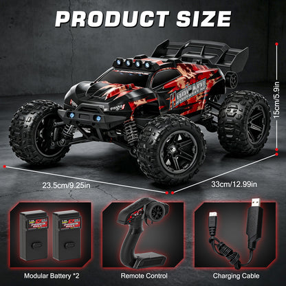 1:14 Scale All Terrain RC Car for Adults & Boys, Remote Control Truck 4WD 40KM/H High Speed, Hobby Grade Waterproof RC Car Toys with Cool Light & 2 Rechargeable Batteries, Best Gift for Boys & Adult