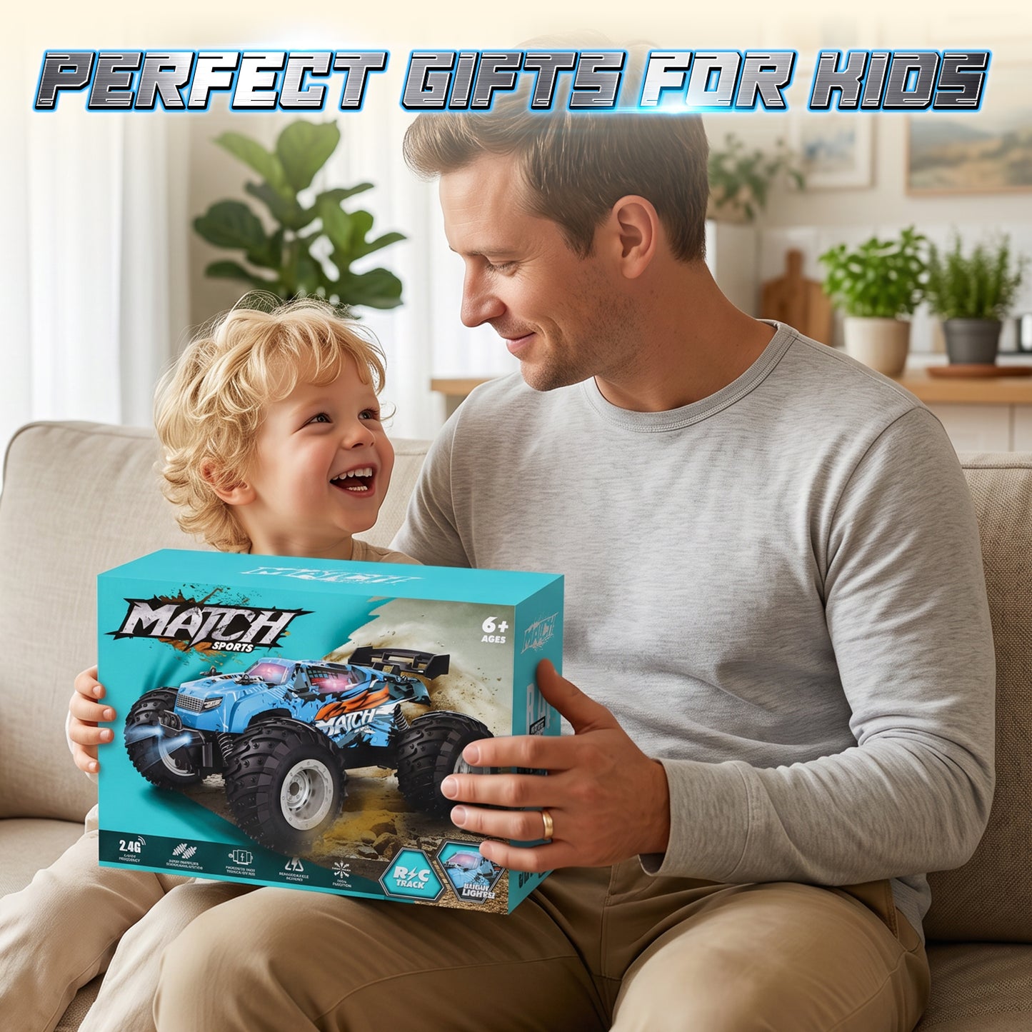 Remote Control Truck, 1:18 All Terrain Rc Truck High Speed Fast 15KM/H, RC Truck with 2.4Ghz & Light & 2 1200 mAH Batteries, Remote Control Car Toys for Boys 5 to 8 Years